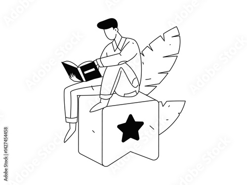 Education and learning people flat vector concept hand drawn illustration
