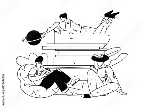 Education and learning people flat vector concept hand drawn illustration
