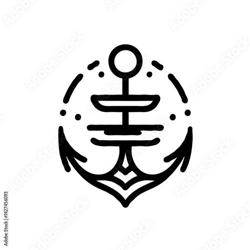 Nautical Badge Design Featuring an Anchor in Minimalist Style  
