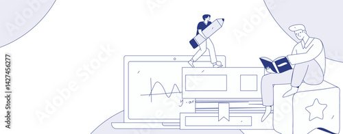 Education and learning people flat vector concept hand drawn illustration
