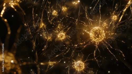 Light pulses traveling through a network of neurons, illustrating the concept of artificial neural networks in action