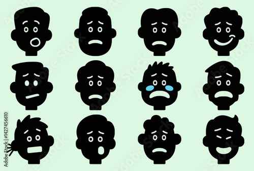 Set of Emotive Character Silhouettes