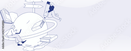 Education and learning people flat vector concept hand drawn illustration
