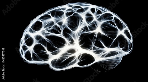 Stylized brain with glowing neural links, representing artificial neural network structure