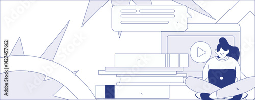 Education and learning people flat vector concept hand drawn illustration
