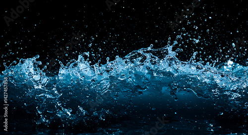 Fototapeta Naklejka Na Ścianę i Meble -  glowing blue ocean wave digital wallpaper