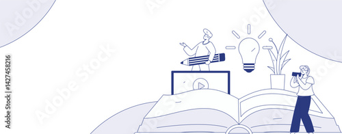 Education and learning people flat vector concept hand drawn illustration
