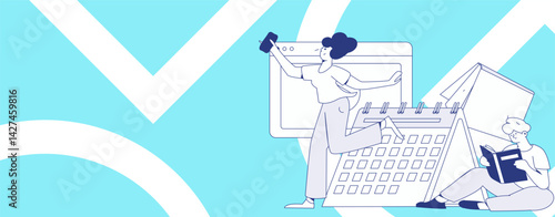 Education and learning people flat vector concept hand drawn illustration
