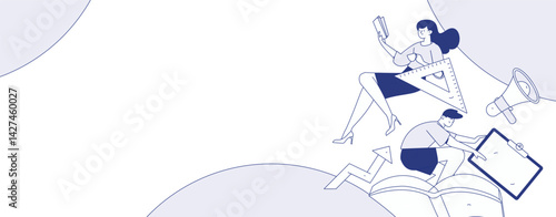 Education and learning people flat vector concept hand drawn illustration
