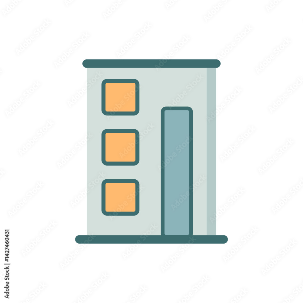 Minimal Urban Apartment Icon with Soft Blue and Orange Color Scheme Minimal Urban Apartment Icon with Soft Blue and Orange Color Scheme