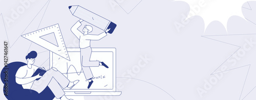 Education and learning people flat vector concept hand drawn illustration
