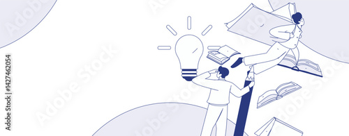 Education and learning people flat vector concept hand drawn illustration
