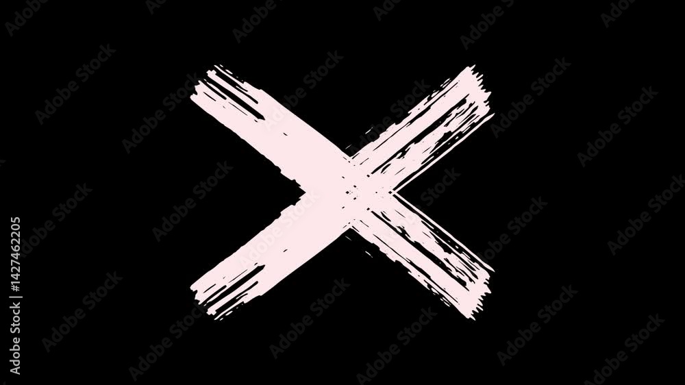 Wrong symbol animation on green background. Wrong sign red cross icon ...