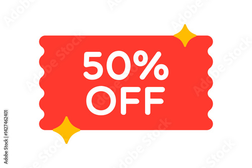 Vector 50 Off Coupon Label