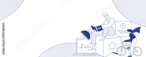 Education and learning people flat vector concept hand drawn illustration
