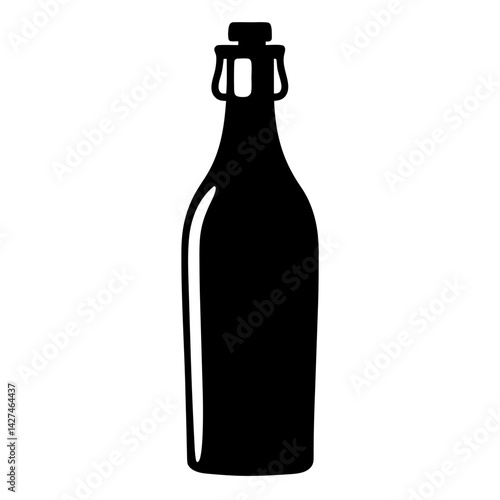 Silhouette of a traditional glass bottle with a swing top closure