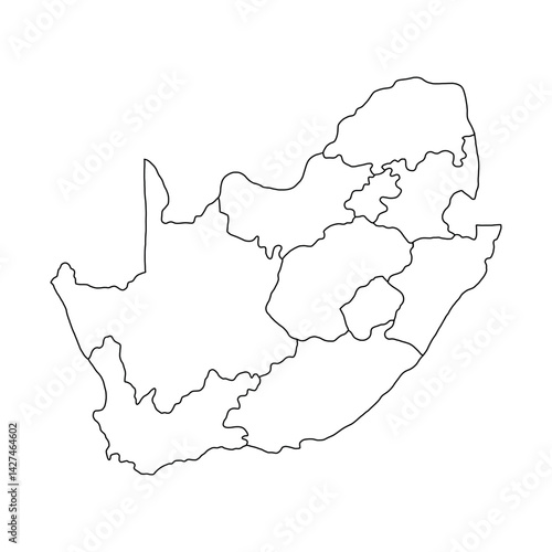 Outline Map of South Africa with Provincial Borders