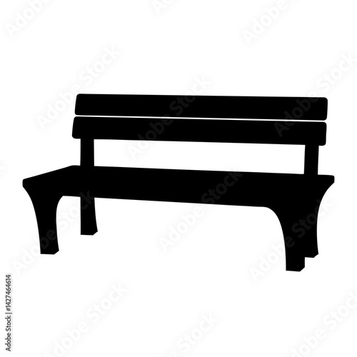 Black silhouette of a park bench on white background vector illustration