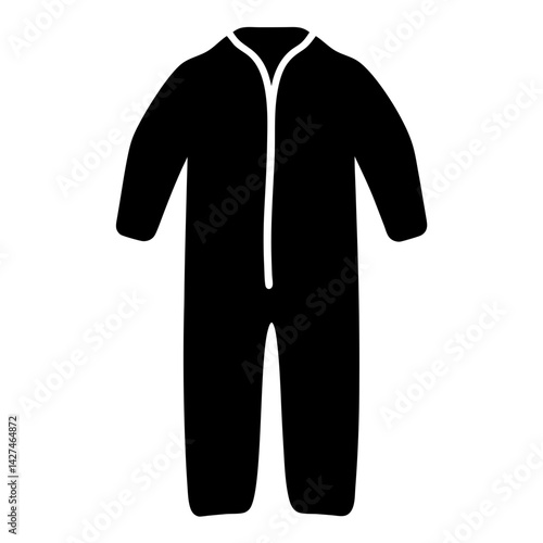 Black jumpsuit with long sleeves and front zipper clothing silhouette