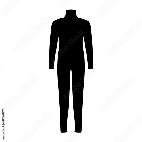 Full body suit silhouette with long sleeves and a turtleneck design