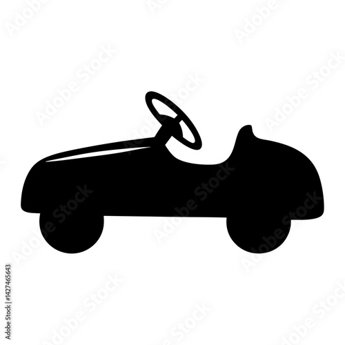 A vintage pedal car silhouette, perfect for children's illustration and design
