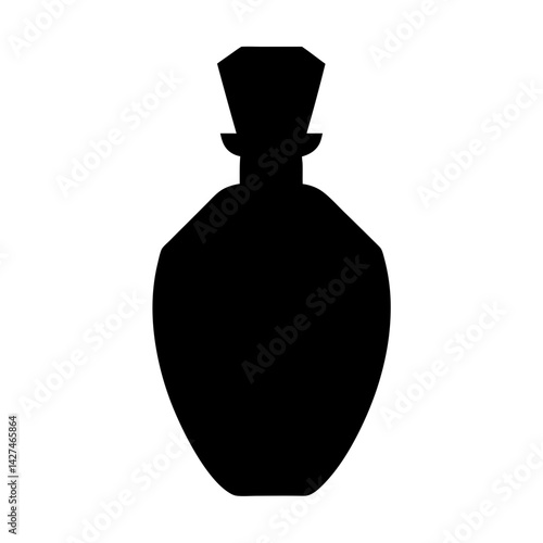 Silhouette of a vintage apothecary bottle with a faceted stopper design