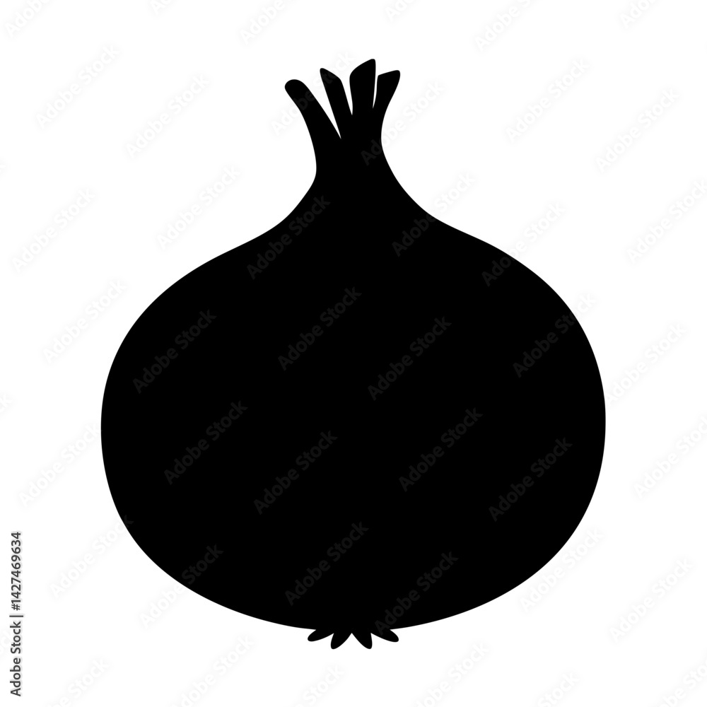 Fototapeta premium Minimalist Black Silhouette of an Onion Vegetable for Graphic Design and Culinary Use