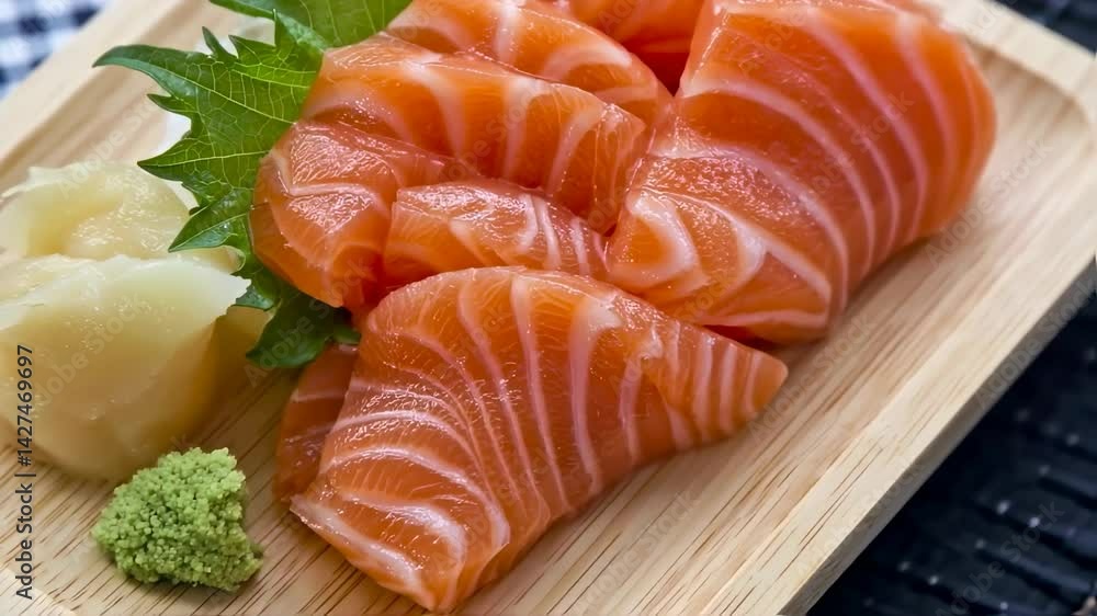 Close-up Salmon Sashimi Close-up Salmon Sashimi