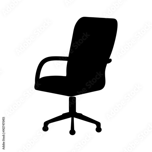 Silhouette of an ergonomic office chair with armrests and adjustable height