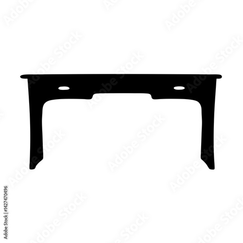 Silhouette of a stylish antique table with drawers in classic design