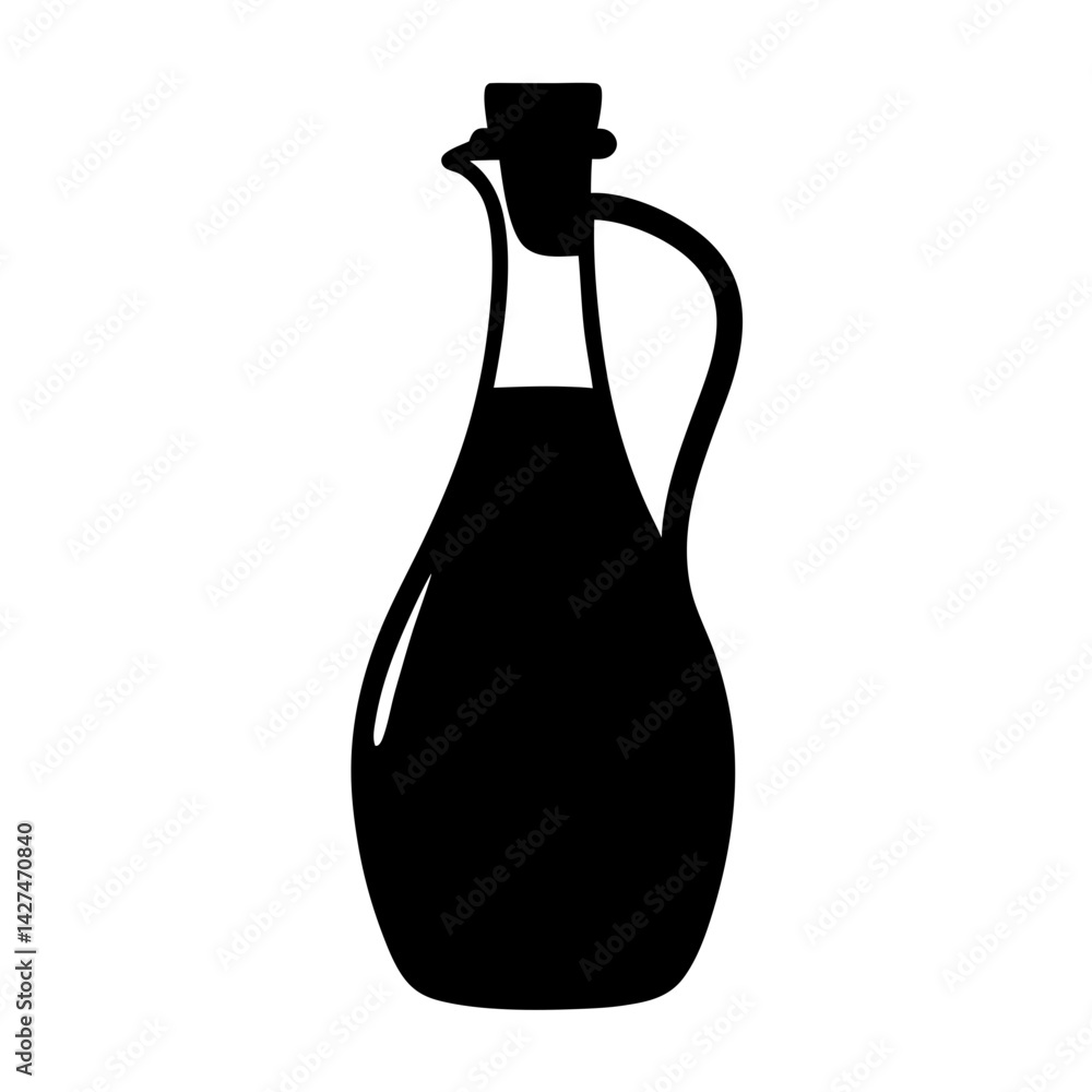 Black and white image of a decanter used for wine or oil Black and white image of a decanter used for wine or oil