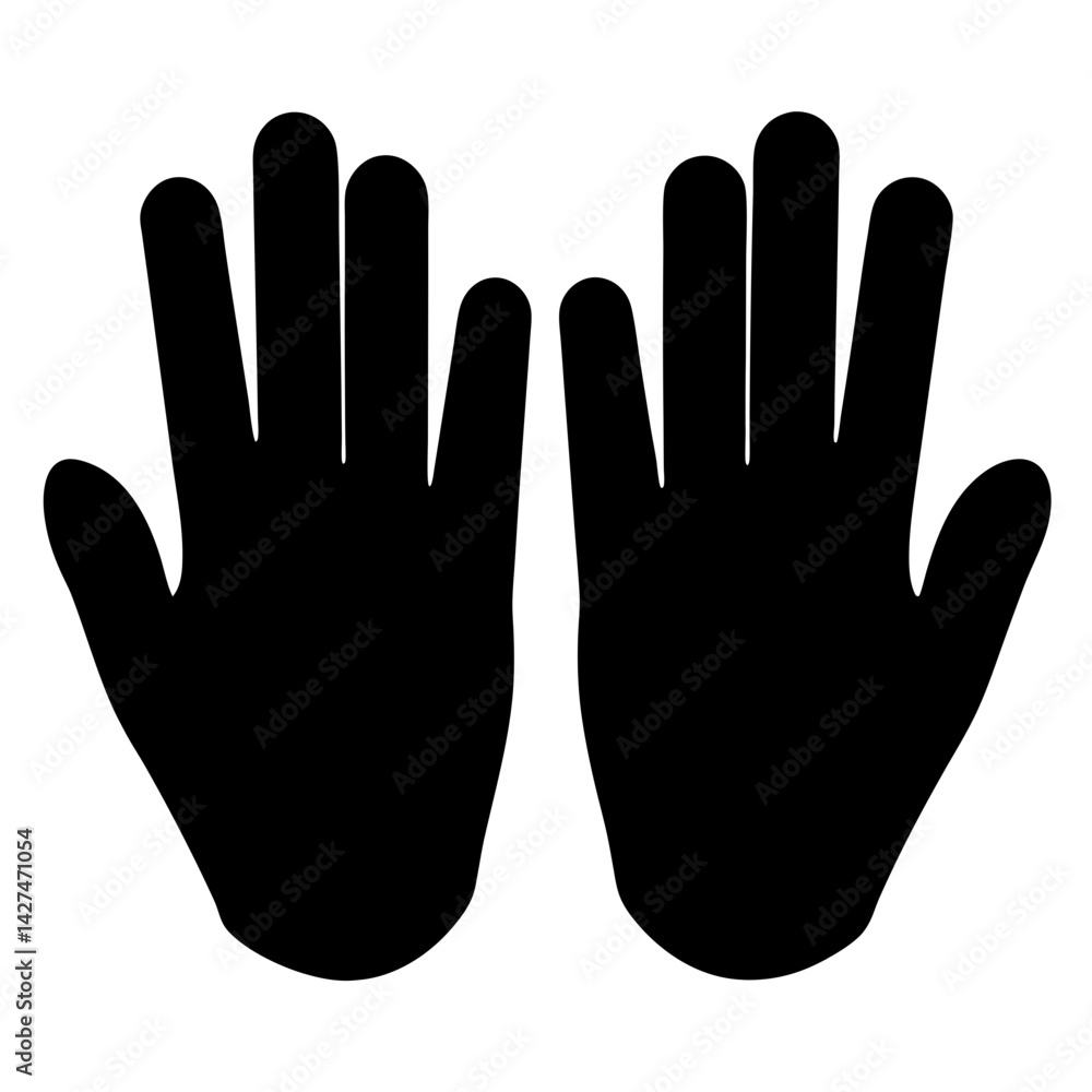 Obraz premium Two black hands isolated on white background symbolizing giving or helping