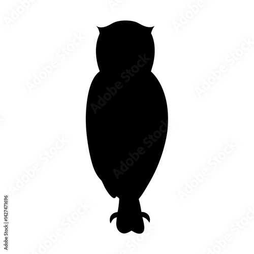 Silhouette of a magnificent owl with detailed talons and unique head features