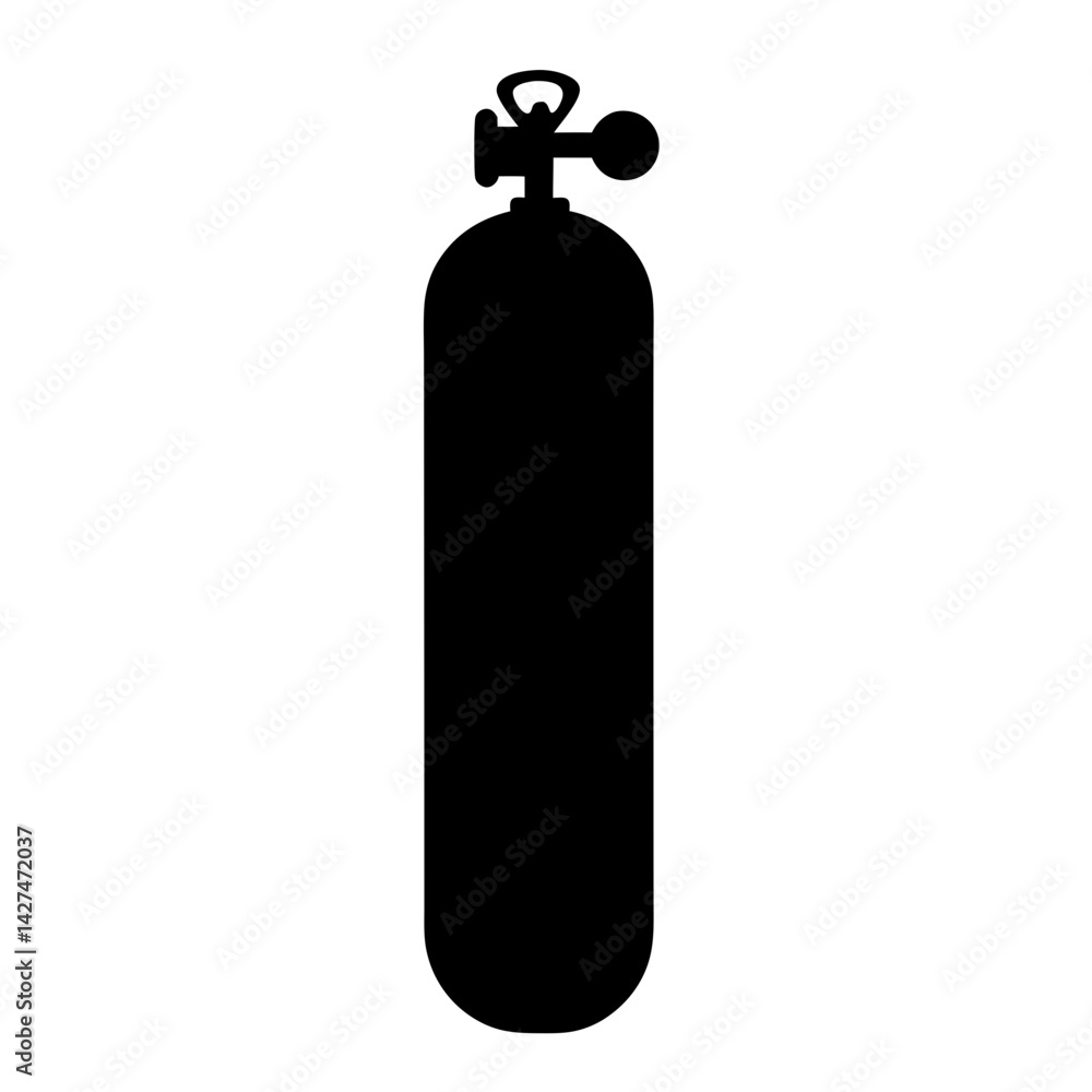Silhouette of an oxygen tank used for scuba diving or other purposes Silhouette of an oxygen tank used for scuba diving or other purposes