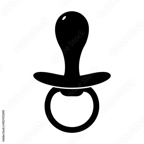 Black silhouette of a baby pacifier, a symbol of infancy and newborns