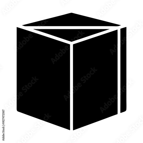 Abstract depiction of a threedimensional box with a triangular top