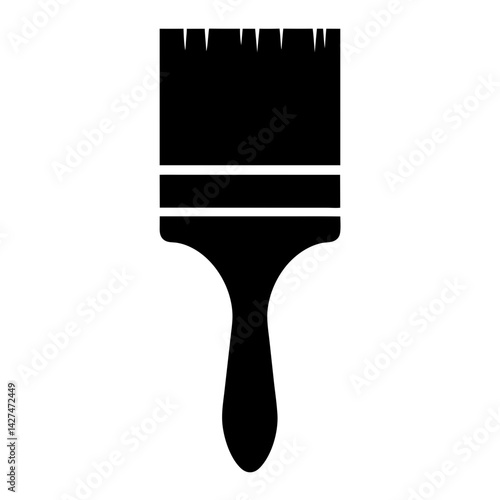 Simple black and white paintbrush icon for painting or decorating projects