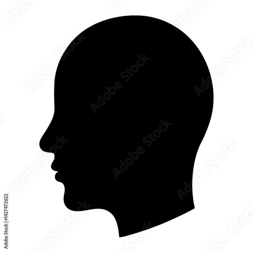 Human head silhouette in profile, isolated against a white background image