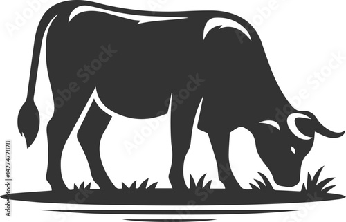 Angus cattle grazing silhouette