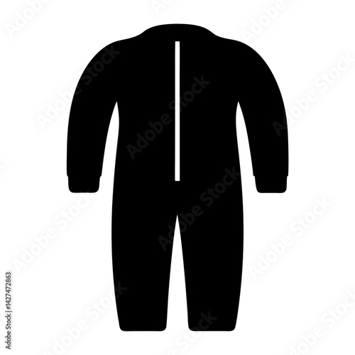 Front view of a black jumpsuit with a zipper down the back