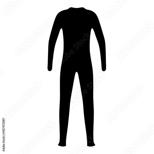 Full body spandex suit silhouette in solid black color isolated image