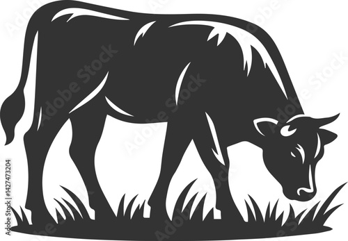 Angus cattle grazing silhouette