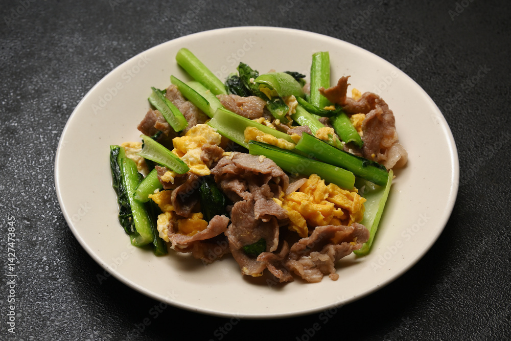 豚肉と小松菜の中華風卵炒め 豚肉と小松菜の中華風卵炒め