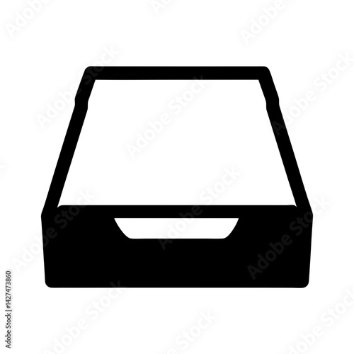 A minimalist illustration of an empty drawer, ready to be filled with items
