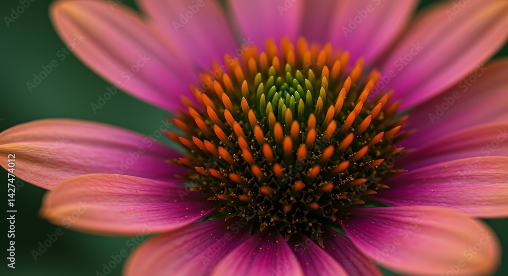 Close-Up of a Vibrant Pink Coneflower, Detailed Macro Photography of Nature's Beauty Close-Up of a Vibrant Pink Coneflower, Detailed Macro Photography of Nature's Beauty