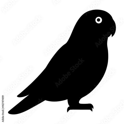 Stylized vector image of a dark silhouette of a lovebird parrot