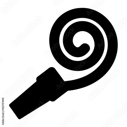 Black Silhouette of a Party Favor Noise Maker with Swirled Tongue