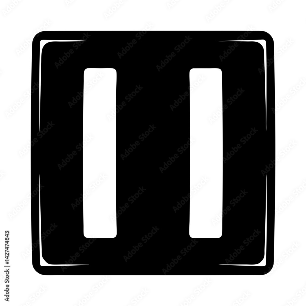 Stylized black and white abstract design featuring two vertical bars, graphic art Stylized black and white abstract design featuring two vertical bars, graphic art