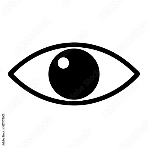 Minimalist black and white eye illustration for vision and sight concept