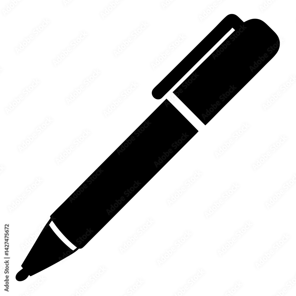 Black Marker Pen Illustration of a Simple Writing Tool on White Background Black Marker Pen Illustration of a Simple Writing Tool on White Background